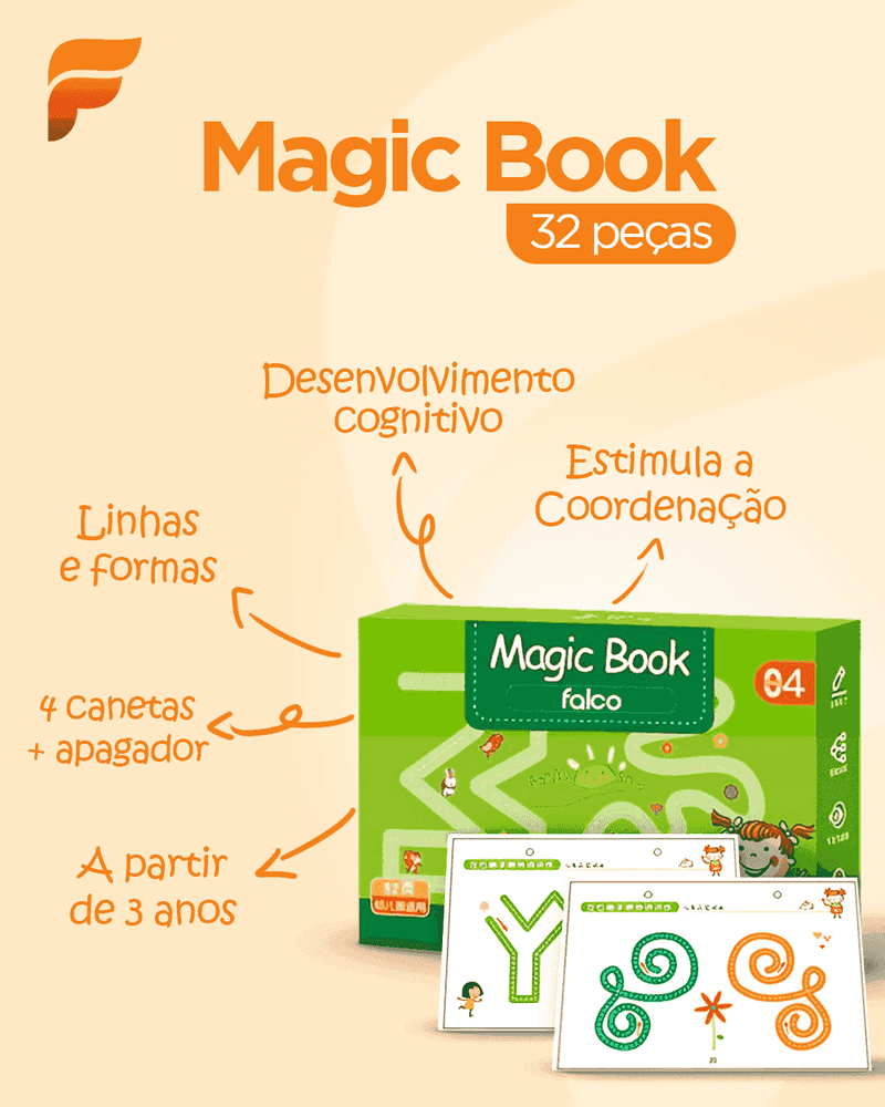 Caderno de Traço e Desenho Infantil Magic Book + Ebook Desenvolvimento Infantil (BRINDE!) - CONTED